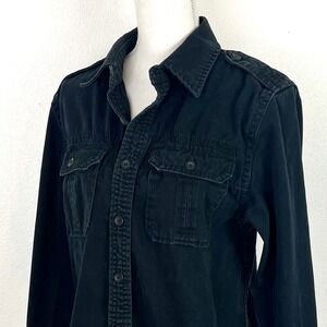 Men's Small Black Denim Long Sleeve Shirt – Brandit Vintage Grunge Streetwear